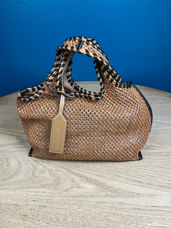 3.1 Phillip Lim Handbags - 3.1 Phillip Lim Raffia Market Mini Tote Woven Straw Whipstitch Brown Tan